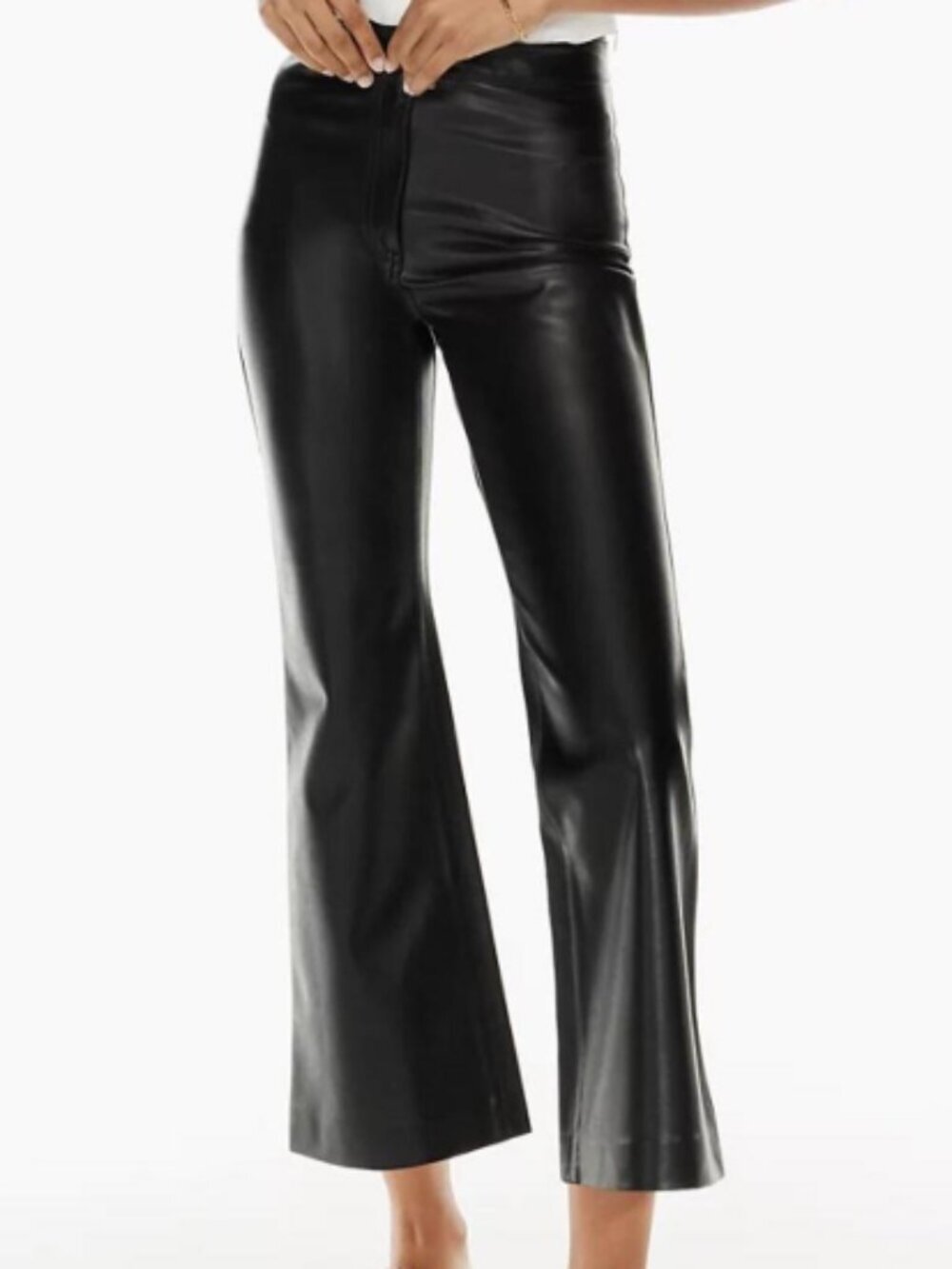 Wilfred Aritzia Adele Pant Black Faux Leather High Rise Size 6